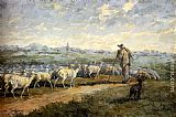 Charles Emile Jacque Landscape with a Flock of Sheep painting